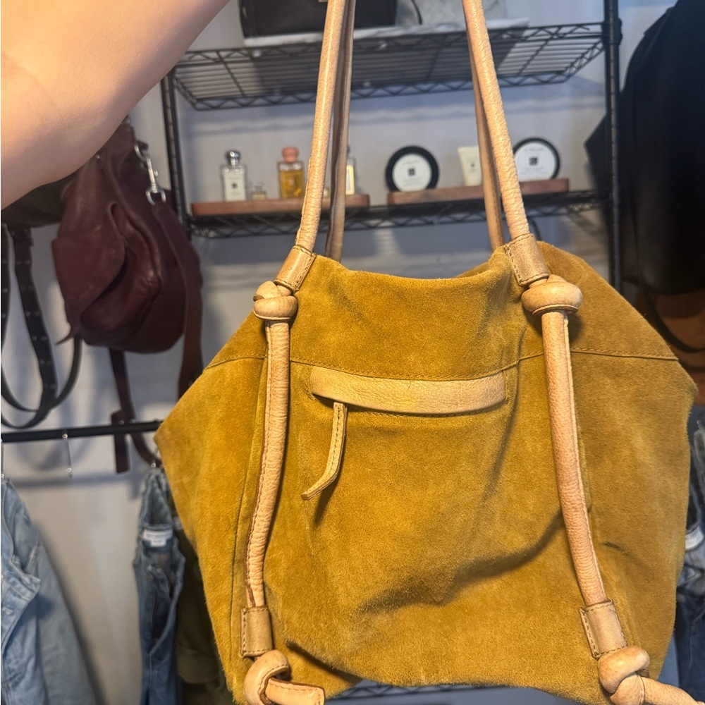 Free People Mustard Suede Shoulder Bag